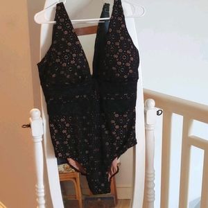 Black Lace Plunge Swimsuit from Swimsuits for All